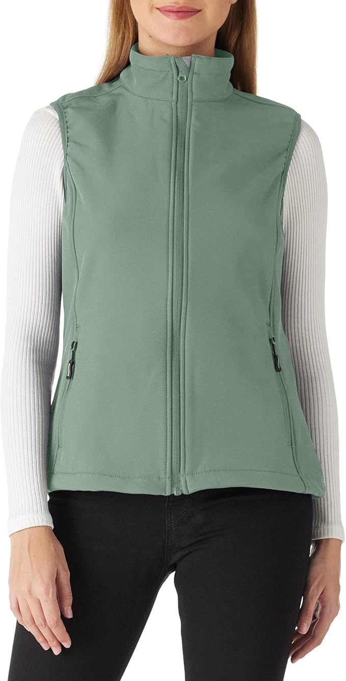 Outdoor Ventures Women's Lightweight Softshell Vest Windproof Fleece Lined Zip Up Sleeveless Jacket for Running Hiking Golf
