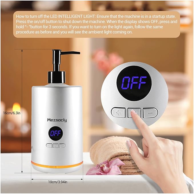 Oil Warmer for Scented Oil，Massage Oil Warmer for Massage, Lotion Oil Warmer, Body Oils Heater for Spa, Salon and Barber Shops, with Two Oil Bottle Dispenser, Constant Temperature, Black