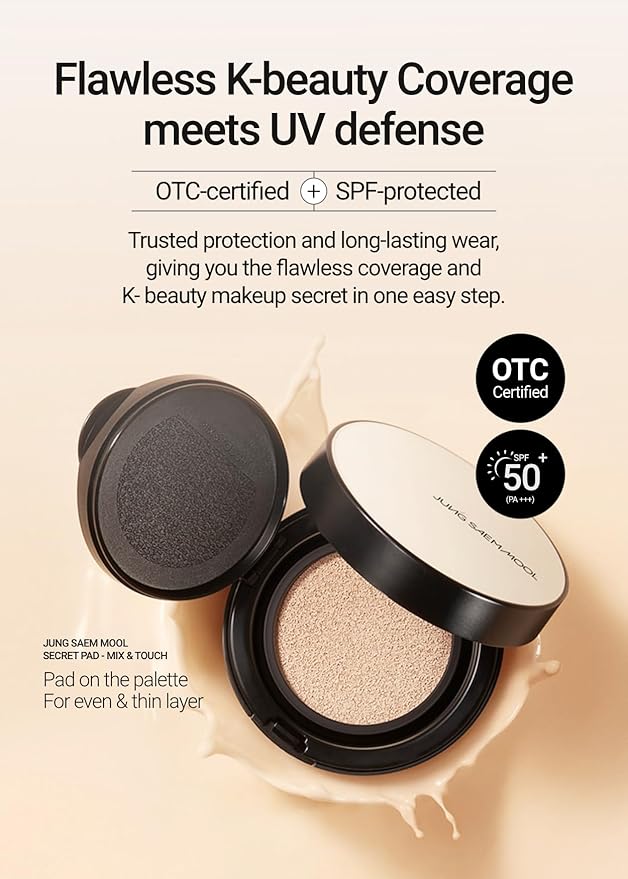 JUNG SAEM MOOL [ SPF ] Essential Skin Nuder Cushion (23 Medium Deep) | Refill Included (0.98 Fl Oz) | SPF50 Broad Spectrum | Natural Finish | Makeup Artist Brand