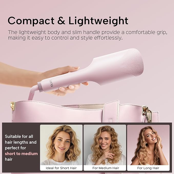 Crimper Waver Tool LENA S17S for Short Hair, Compact Styler with Titanium Barrel, Fast Heating, Adjustable Temp, Anti-Scald Design, Auto Shut-Off, Negative Ions, Pink