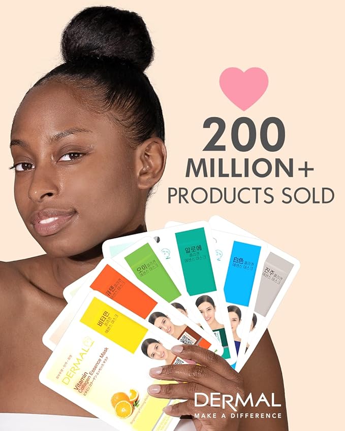 DERMAL Made in Korea Facial Mask – 20+ Years of Trusted K-Beauty, Premium Quality vs. Generic Chinese Masks, Best Value Sheet Mask for Daily Skincare – 16 Combo Pack A