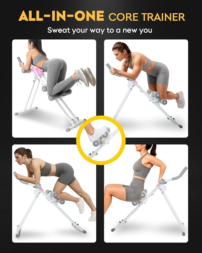 Ab Machine Abdominal Stomach Workout: Adjustable Ab Trainer Machine Ab Cruncher Core Strength Training Equipment for Home Gym Foldable for Women and Men