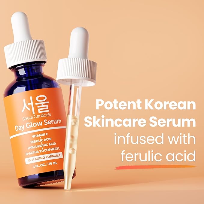 SeoulCeuticals Korean Skin Care 20% Vitamin C Hyaluronic Acid Serum + CE Ferulic Acid - Potent Anti Aging, Anti Wrinkle Korean Beauty Skincare 1oz