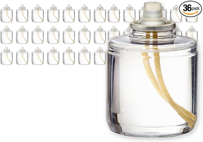 Hollowick Disposable Liquid Candle, 42 Hour, for Use in Glass Votive Tealight Lamp Holders, Restaurant Wedding Table Top Lights, Child Resistant Closures, 36 Pieces, Clear Fuel Oil