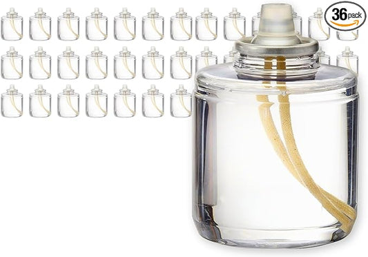 Hollowick Disposable Liquid Candle, 42 Hour, for Use in Glass Votive Tealight Lamp Holders, Restaurant Wedding Table Top Lights, Child Resistant Closures, 36 Pieces, Clear Fuel Oil