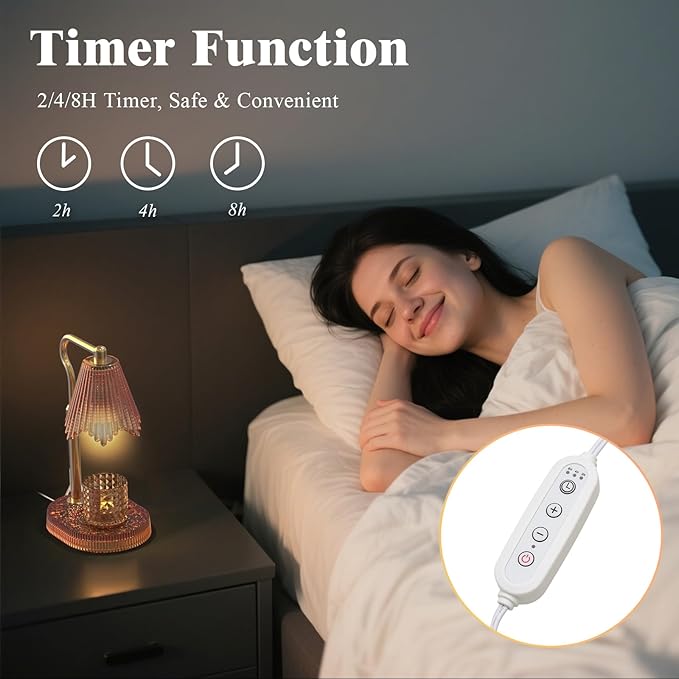 Candle Warmer Lamp with Adjustable Height - Flameless 4-Level Dimmable Wax Warmer, Timer Function & Stylish Design in Multiple Colors(Brown)