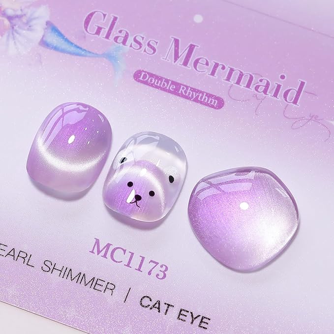 Double Rhythm 6 Colors Cat Eye Gel Polish Set Shimmer Glitter with Magnet Holographic Reflective Magnetic UV Nail Art Kit (6-Kit-50)