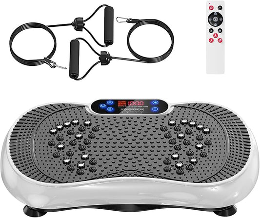 Vibration Plate Exercise Machine, Lymphatic Drainage Machine for Weight Loss, 100-Speed Platform with Remote & Bands, Quiet Full Body Vibrating Plate 500 Lbs Capacity Fitness Platform
