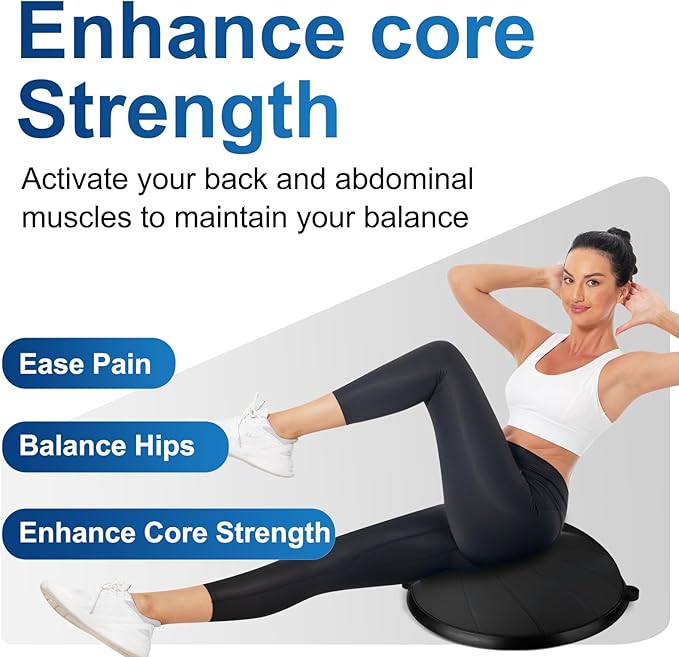 Half Balance Ball, 23 Inch Balance Ball Trainer with Foot Pump for Improving Balance Core Strength and Fitness, Balance Balls Perfect for Home Gym Workout Use