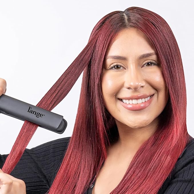 L'ANGE HAIR Le Titane Titanium Flat Iron | Hair Straightener with Curved Edges for Versatile Styling | Dual Voltage Flat Iron with Infrared Heat & Adjustable Temperature | 1" Black