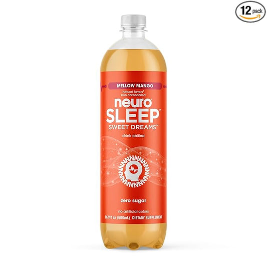 neuroSLEEP, Mellow Mango, Functional Beverage for Restful Sleep, Non-Carbonated, 16.9 Fl Oz (Pack of 12)