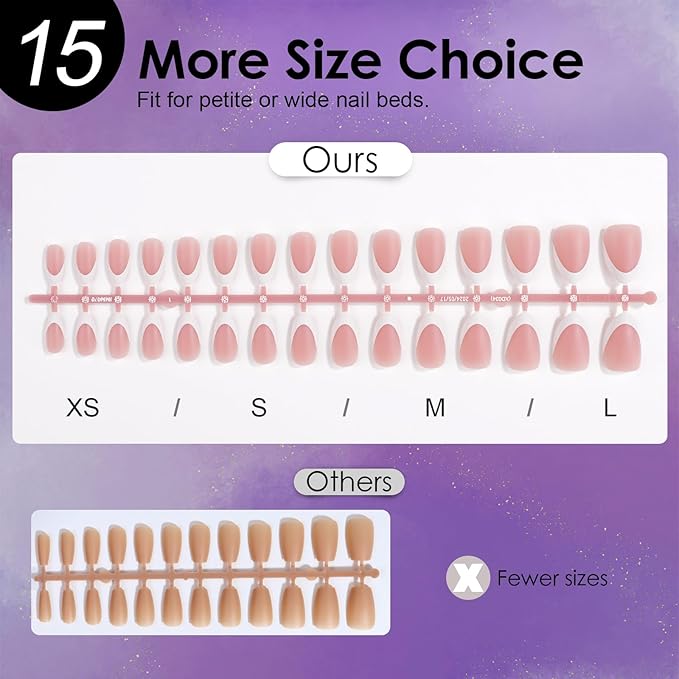 Canvalite French Tip Press on Nails - 300Pcs Pre-Colored Short Gel Nail Tips, Quick and Easy Almond Fake Nails With Designs, DIY French Tip, Pink White