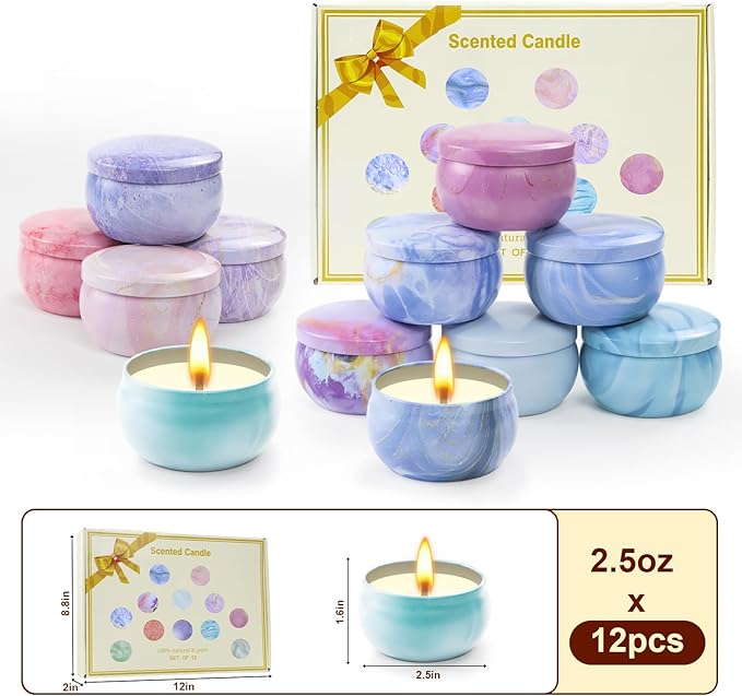 Scented Candles Gift Set, Candles for Home Scented 12 Pack, Soy Wax Aromatherapy Candle Set, 300 Hour Long Lasting, Birthday Gifts for Women Best Friends Sister Colleague