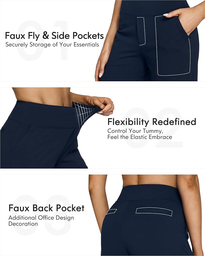 G4Free Yoga Pants Women Wide Leg Pants with Pockets High Waist Stretch Dress Casual Sweatpants Petite/Regular/Tall