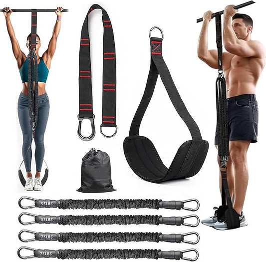 Pull Up Assistance Bands 260lbs – Heavy Resistance Bands for Pull Ups with Feet Rest, Height Adjustable Pull Up Bar Bands, Strength Training Workout Equipment