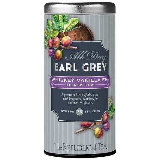 The Republic of Tea – All Day Earl Grey Whiskey Vanilla Fig Black Tea, Naturally Caffeinated, 36 Tea Bags