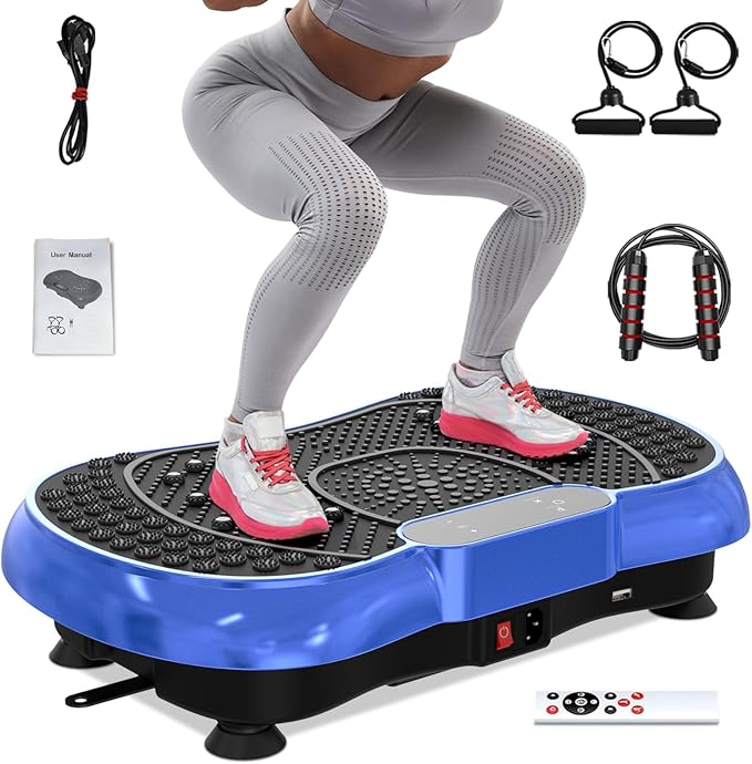 Vibration Plate Exercise Machine for Weight Loss – 100-Speed Platform with Bluetooth Speaker, Remote & Bands, 450 lbs Capacity – Quiet Full Body Workout for Lymphatic Drainage at Home