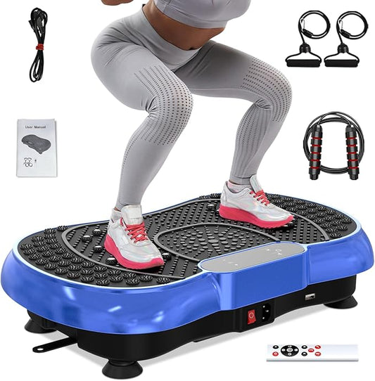 Vibration Plate Exercise Machine for Weight Loss – 100-Speed Platform with Bluetooth Speaker, Remote & Bands, 450 lbs Capacity – Quiet Full Body Workout for Lymphatic Drainage at Home
