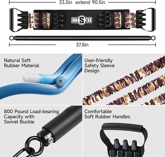 Innstar Multi-Function Resistance Bands for Working Out, Push Up Exercise Bands Resistance Bands Set for Bench Press Gym Equipment, Home Workout, Travel Portable