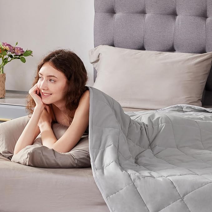 Weighted Blanket Queen Size (60"x80" 15lbs),Ultra Soft and Cozy Cooling Weighted Blanket Queen Size for Adult,Heavy Blanket with Machine Washable Soft Blanket, Stone Grey
