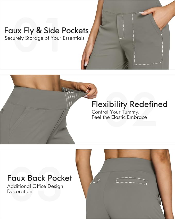 G4Free Yoga Pants Women Wide Leg Pants with Pockets High Waist Stretch Dress Casual Sweatpants Petite/Regular/Tall