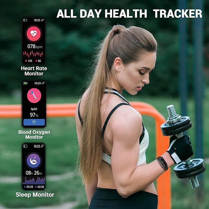 Fitness Trackers, 1.47 Inch Smartwatch, Touchscreen Activity Tracker with Thin Smartband Design, 5ATM Waterproof Fitness Watch Blood Oxygen Heart Rate Monitor for Android/iOS (Purple)