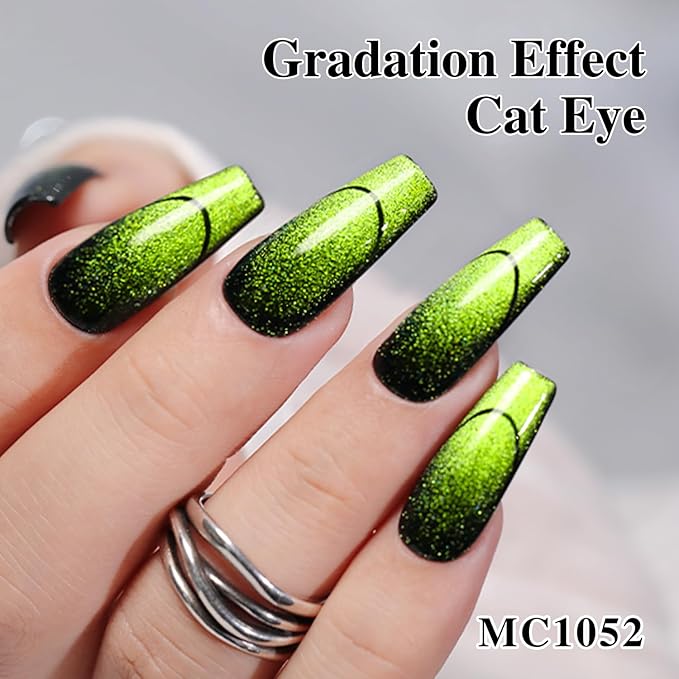 Double Rhythm 6 Colors Cat Eye Gel Polish Set Shimmer Glitter with Magnet Holographic Reflective Magnetic UV Nail Art Kit (6-Kit 27)