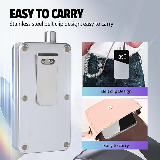 Electric Nail Drill Machine 35000RPM Professional Portable Nail File Cordless Rechargeable Nail Efile for Acrylic Gel Nails Manicure Pedicure Polishing Shape Tools for Salon (Silver)