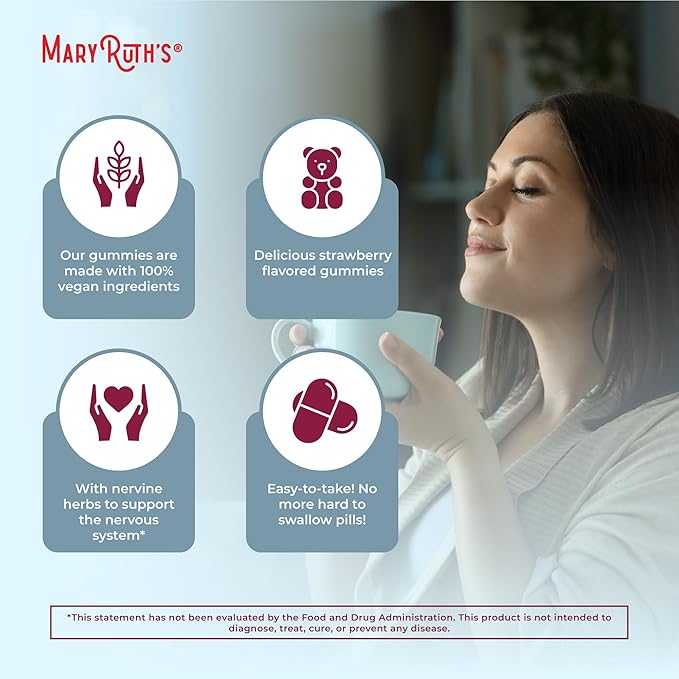 MaryRuth Organics Sleep Gummies | Sugar Free | NO Melatonin | L Theanine | Lemon Balm Leaf | Chamomile | Vitamin B6 | Relaxation & Sleep Support | Stress Relief | Vegan | Gluten Free | 60 Count