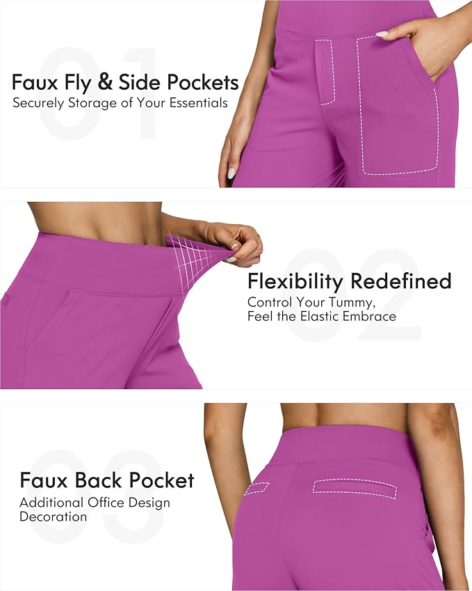 G4Free Yoga Pants Women Wide Leg Pants with Pockets High Waist Stretch Dress Casual Sweatpants Petite/Regular/Tall