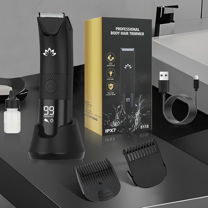 Manscape Ball Trimmer for Men,Body& Pubic Hair Trimmer and Groin Hair Shaver, Bikini Trimmer Women,Smooth Shaving, Lightweight with Travel Lock, IPX7 Waterproof Wet/Dry Shaving, LED Display