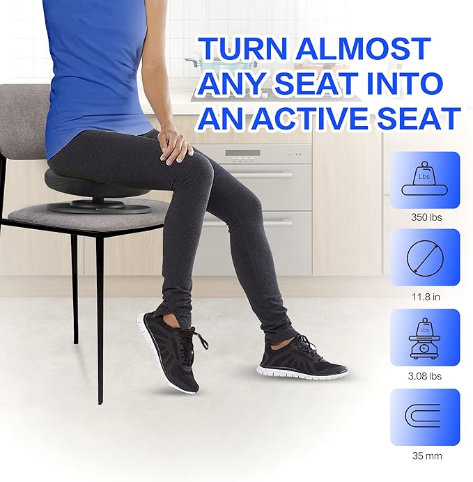 Balance Active Seat Posture Core Trainer | Improve Posture & Stability, Increase Back Muscle Strength While Sitting in Your Chair, Portable Exercise | Perfect Addition to Your Chair or Seating Setup