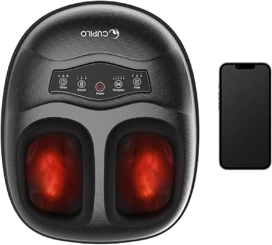 Shiatsu Foot Massager with Heat - Upgraded Foot Kneading Massage with App Control,Feet Massager for Plantar Fasciitis & Neuropathy Pain,Adjustable Compression & Heat,Fits Size Up to 13"