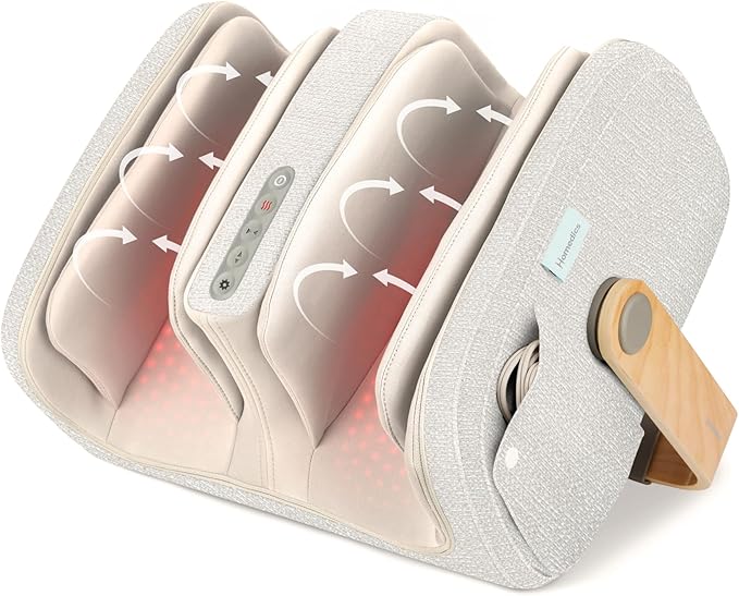 Homedics Luxe Comfort Foot Massager & Calf Massager with Heat, Shiatsu, Deep Kneading, Air Compression, Circulation Boost, Relaxation, Adjustable Modes, Post-Workout Recovery