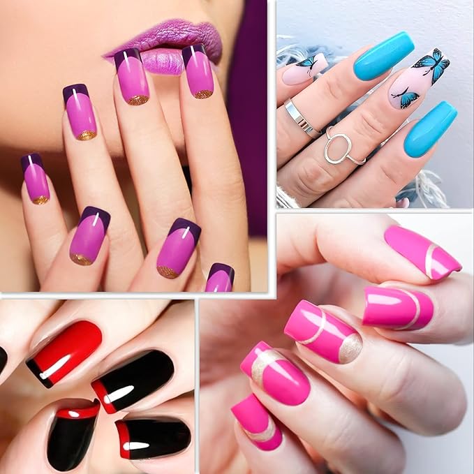 krofaue 500PCS False Nails Tips Lady French Style Acrylic Artificial Tip Manicure Half Cover with Box of 10 Sizes for Nail Tips Art Salons and Home DIY (White)