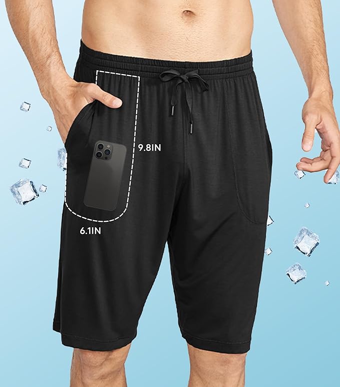 DAVID ARCHY Mens Pajama Shorts Bamboo Rayon Sleep Shorts Soft Comfy Breathable Lounge Pants with Pockets 2 Pack