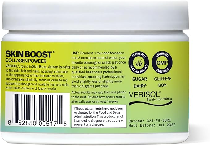 VERISOL Bioactive Hydrolyzed Collagen Peptides | Collagen Powder Supplement with Vitamin C for Skin, Hair & Nail Health | Skin Boost (Tropical) [30-Serves]