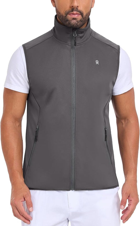 Little Donkey Andy Men's Water-resistant Outerwear Vests, Stretch Windproof Vest for Cycling, Running, Golf
