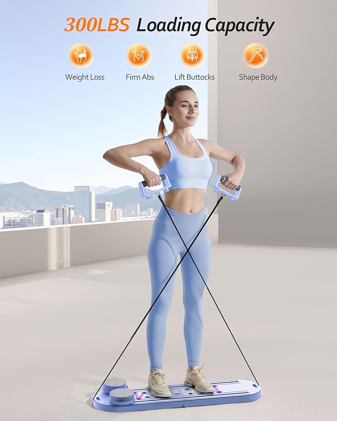 Pilates Board Pilates Reformer Set - Pilates Board for Home Workout, Multifunctional Pilates Board for Core, Glutes, Balance Training, Non-Slip Design with Cushioned Pads, Portable Pilates Board