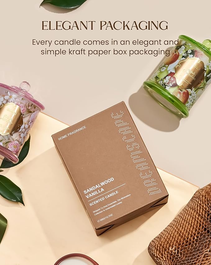 M&SENSE Apple Crumble Candles for Home Scented, Organic Soy Candles Non Toxic Soot-Free, 12.7oz Large Jar Candle 75 Hours Long Lasting Slow Burning, Strong Scented Housewarming Candle Gift