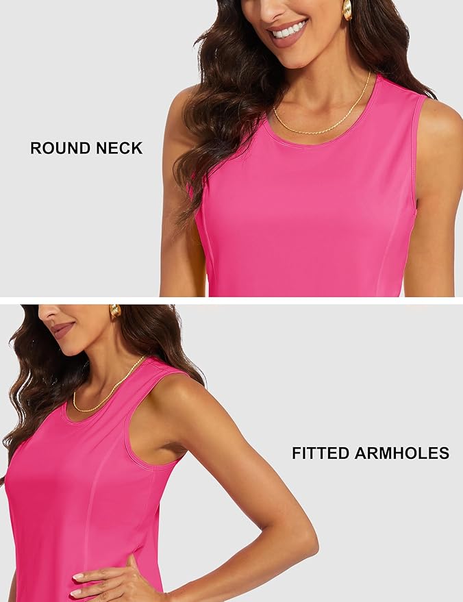 MAGCOMSEN Women's Sleeveless Workout Shirts UPF 80+ Dry Fit Running Wicking Tank Tops Athletic Gym Summer
