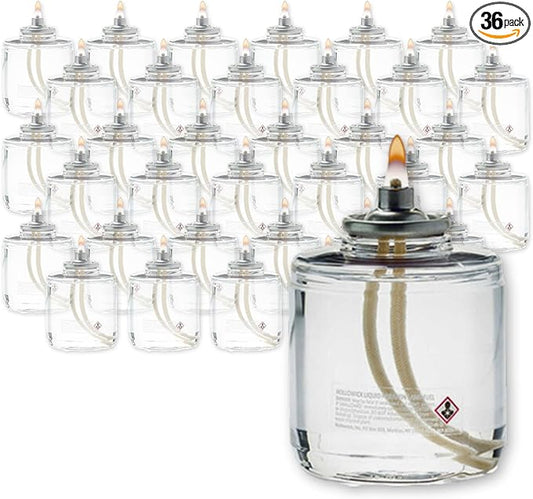 Hollowick Disposable Liquid Candles, 50 Hour, for Use in Glass Votive Tealight Lamp Holders, Restaurant Wedding Table Top Lights, Child Resistant Closures, 36 Pieces, Clear Fuel Oil HD50-36