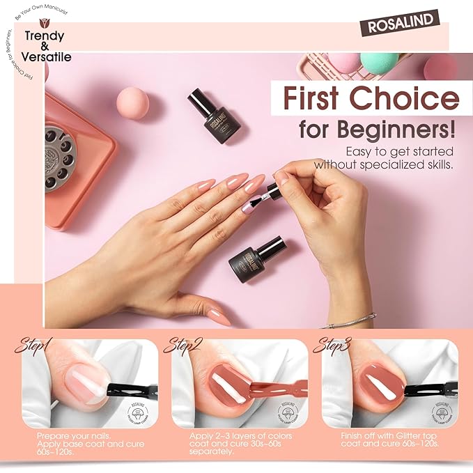 ROSALIND Jelly Gel Nail Polish Set, 12 Colors Jelly Nude Gel Polish Set Pink Milky White Nail Polish Gels Neutral Transparent Sheer Gels Nail Gifts for Women