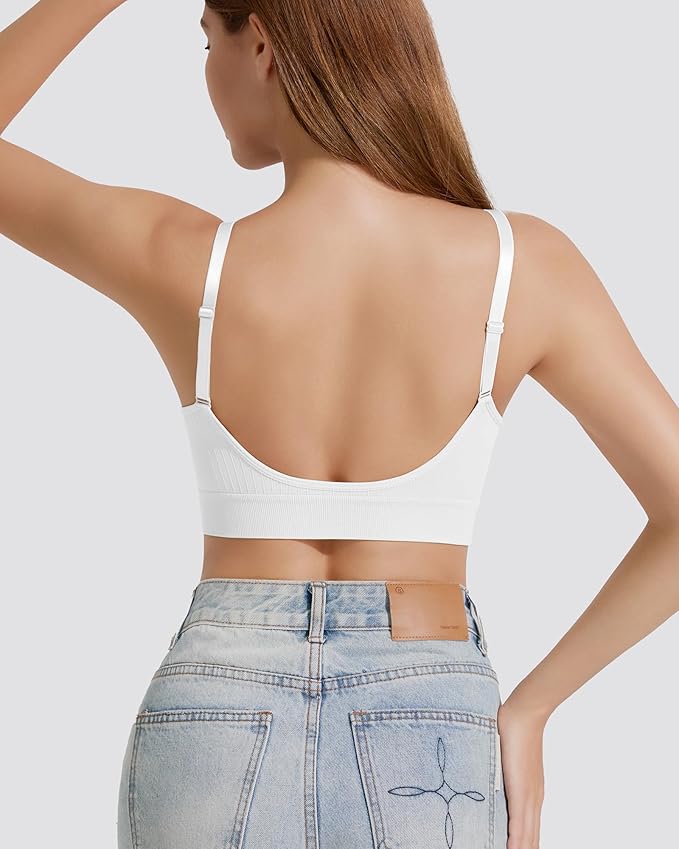 Padded Bralette Sports Bras for Women Pack No Underwire Adjustable Straps Low Back Bra Sleep Bras Lounge Bras for Women