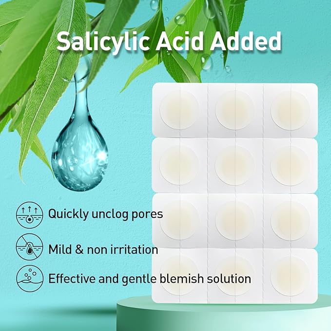 Pimple Patches, 15 mm Invisible Acne Patches for Face with Salicylic Acid, 0.01cm Extra Thin Outer Edge, Hydrocolloid Zit Patch for Pustule, Whitehead, Cystic Acne Spot, 48 Count