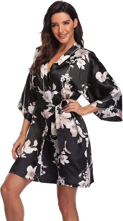 Women's Pure Short Silky Robes Bridesmaid Bride Party Satin Robes Sleepwear