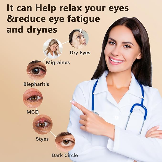 Heated Eye Mask, Warm Eye Compress for Dry Eyes Blepharitis Stye Moist Hot Relief, Electric Blackout Cordless Heating Pad for Traveler Computer Tied Eyes,Washable Rechargeable Sleeping Mask for Gift