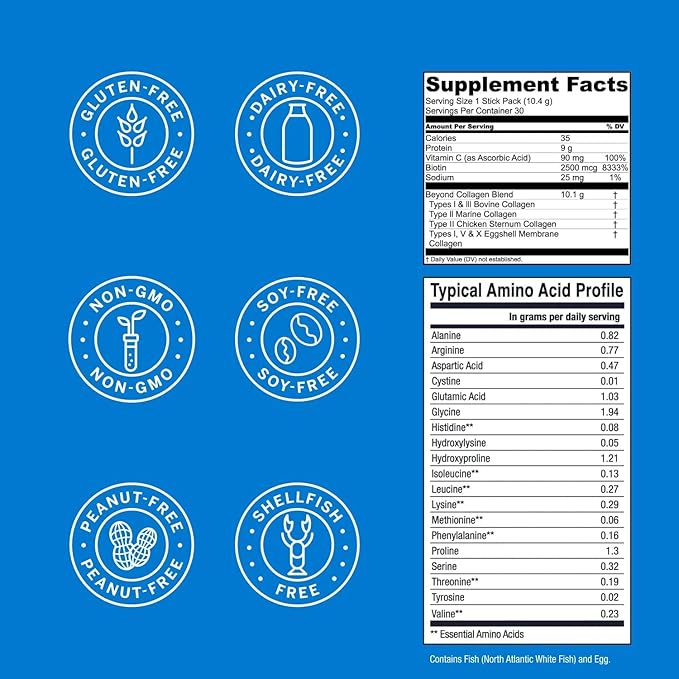 Live Conscious Beyond Collagen Peptides Powder Unflavored Packets-Hydrolyzed Collagen Powder-Hair Skin Nail & Joint Support- Multi Type Collagen Supplements for Women & Men 30 Pack (2pk)