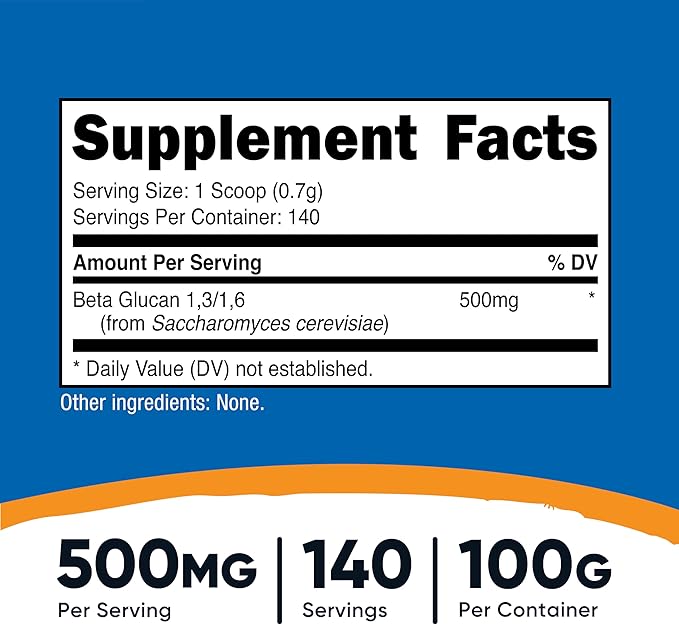 Nutricost Beta Glucan Powder 100 Grams - 1,3/1,6 - Non GMO