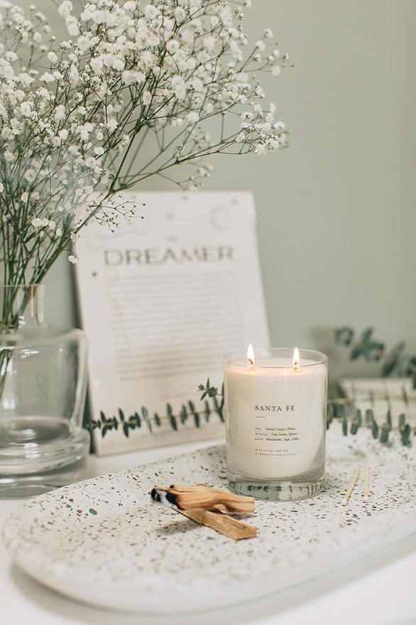 Brooklyn Candle Studio Santa Fe Classic 2 Wick Candle - Luxury Scented Candle, Vegan Soy Wax, Hand Poured in The USA, 70 Hour Slow Burn Time - 13oz